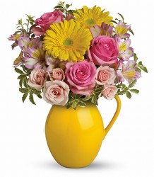 Teleflora Sunny Day Pitcher Of Charm from Krupp Florist, your local Belleville flower shop